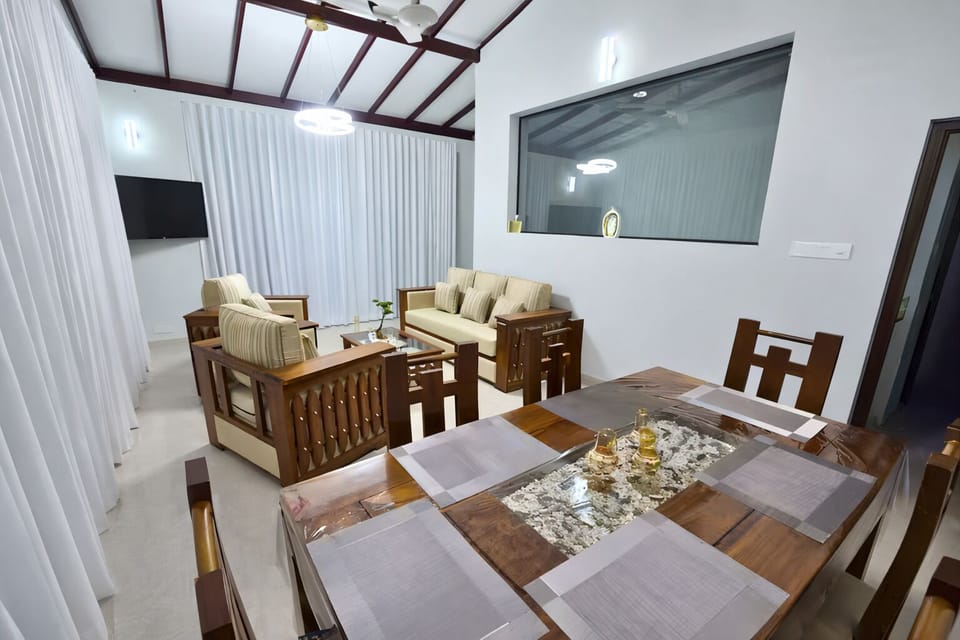 Dining area with comfortable seating, perfect for meals and gatherings