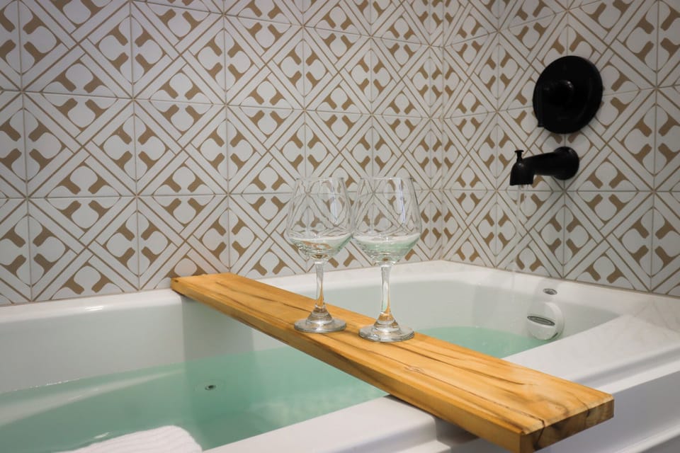 Jetted bathtub. 