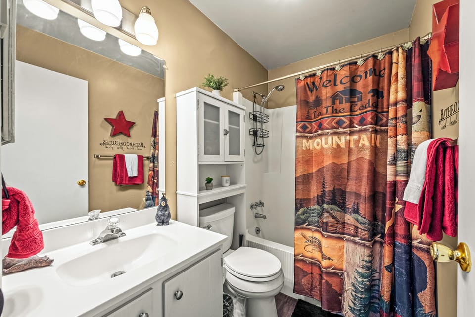 Full bathroom 1 features a shower and tub combo.