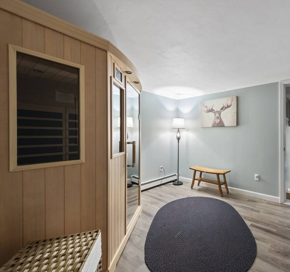 Melt away soreness and stress in the relaxing sauna room.