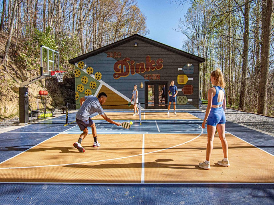 Your private mountain-side entertainment complex. From pickleball rallies to pickup basketball games, the custom sports court is perfect for friendly competition and unforgettable fun—all without ever leaving the property.