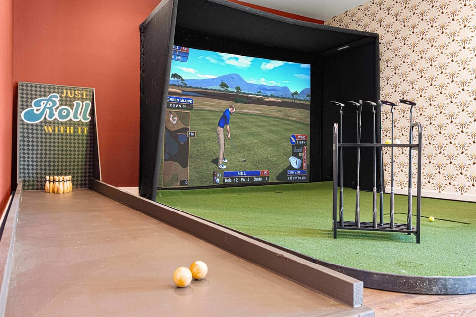 Perfect your swing year-round. Rain or shine, the state-of-the-art golf simulator lets you practice your game or compete in virtual matches on world-class courses—all from the comfort of your private mountain retreat.