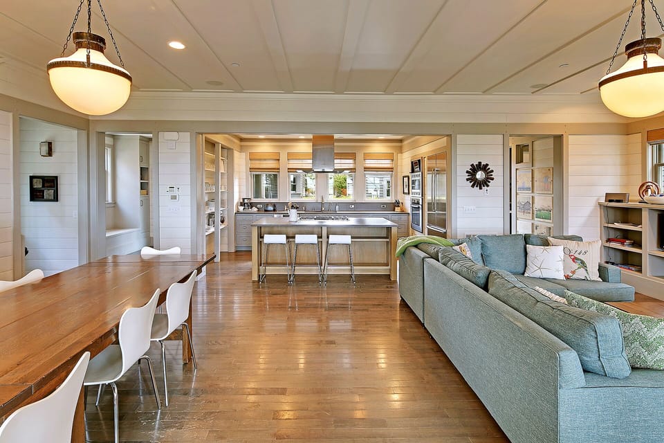 Open concept main floor with ocean views