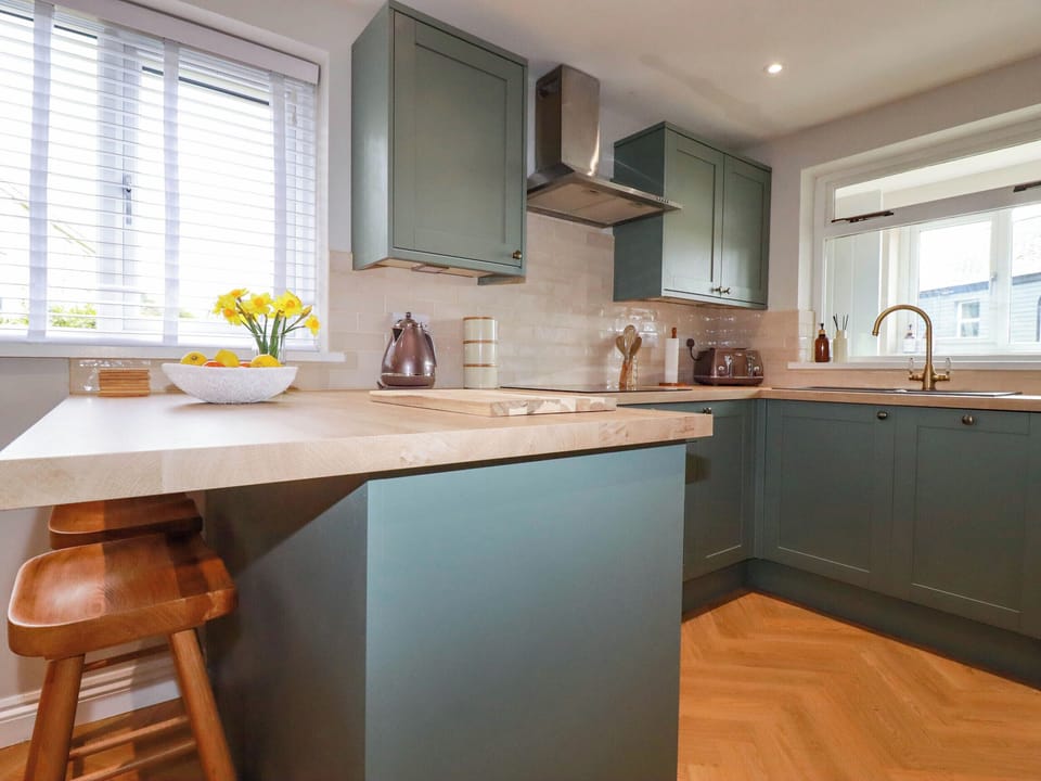 Fridge, microwave, dishwasher, cookware/dishes/utensils