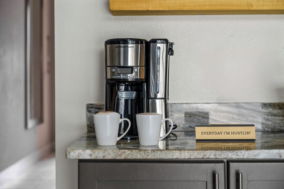 Convenient coffee bar for early morning starts before Disney fun. Fresh brews made easy!
