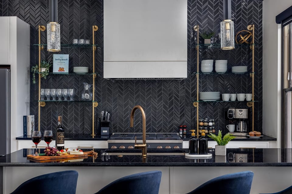A wide kitchen designed for enjoyment and ease.