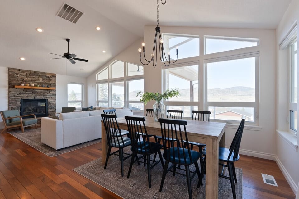 The spacious upstairs table comfortably seats up to 8