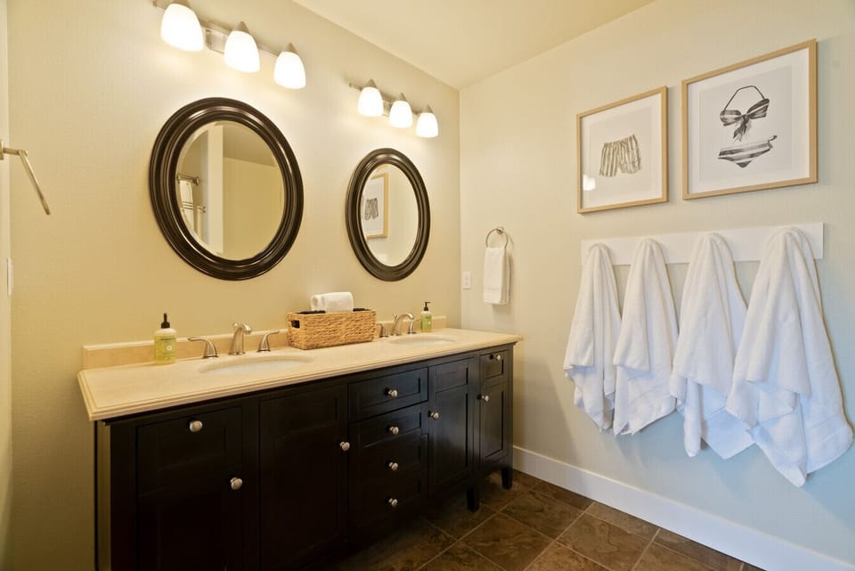 Take advantage of the spacious vanity in the downstairs bathroom