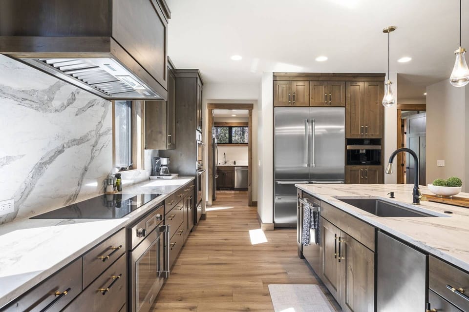 The kitchen is spacious and efficient. Perfect place to prepare a family meal.