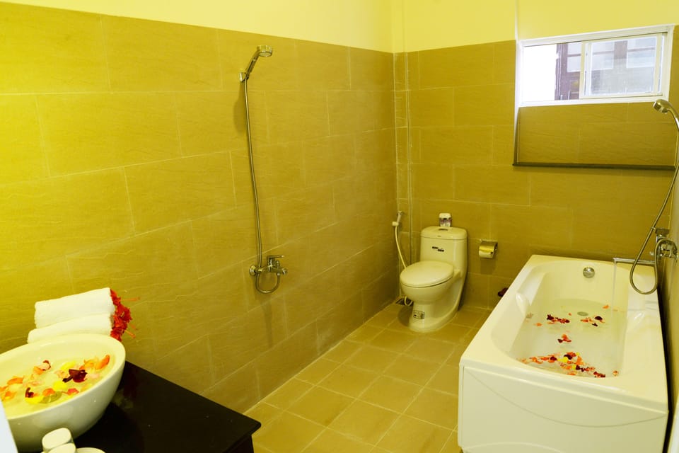 Free toiletries, hair dryer, slippers, towels