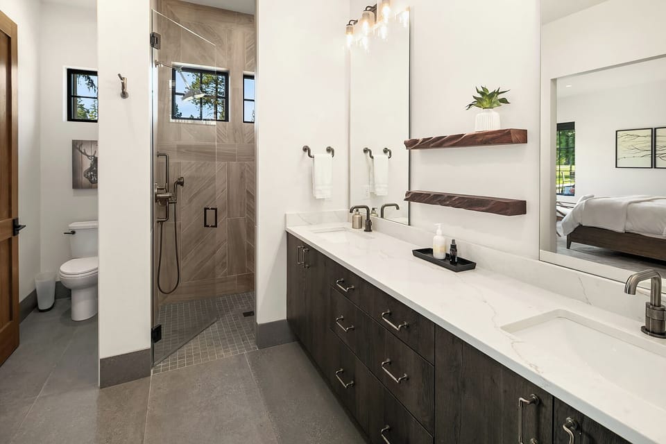 Living the Dream: - Private bath with heated floors, private toilet room, and walk-in shower