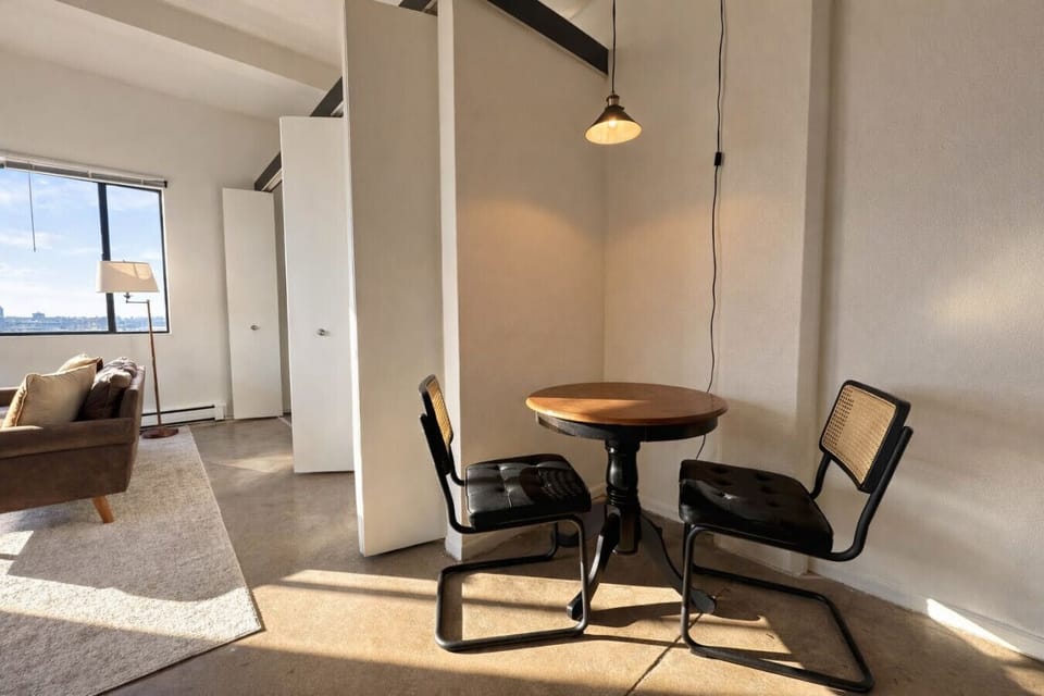 Versatile dining area that easily doubles as a dedicated remote workspace