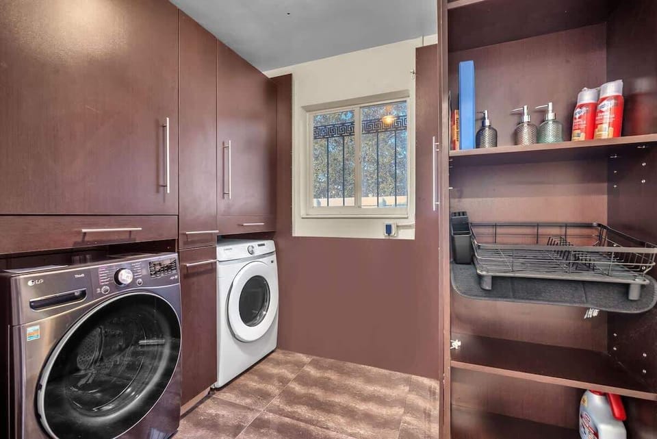 The washer and dryer are at your disposal whenever you need them.