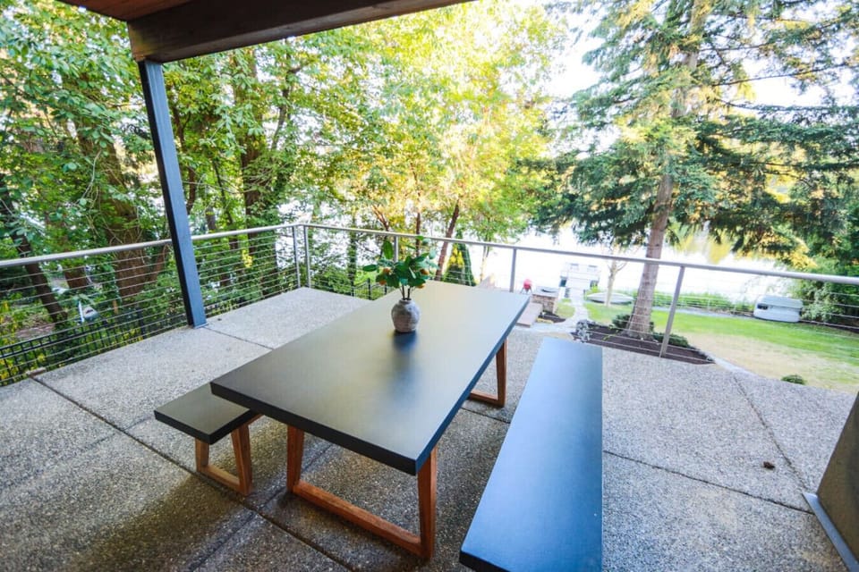 Covered Lake View Patio of Kitchen Nook Area