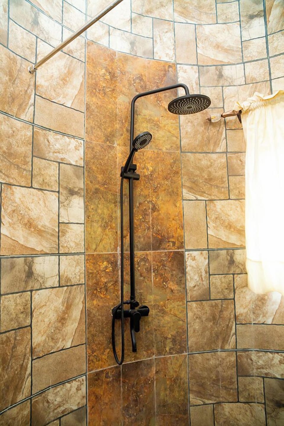 Shower, towels, soap, toilet paper
