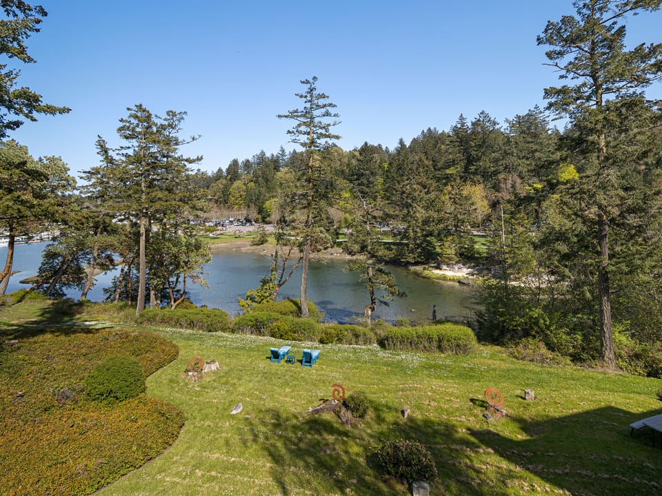 View from the second story deck looking at the lagoon and Roche Harbor Resort