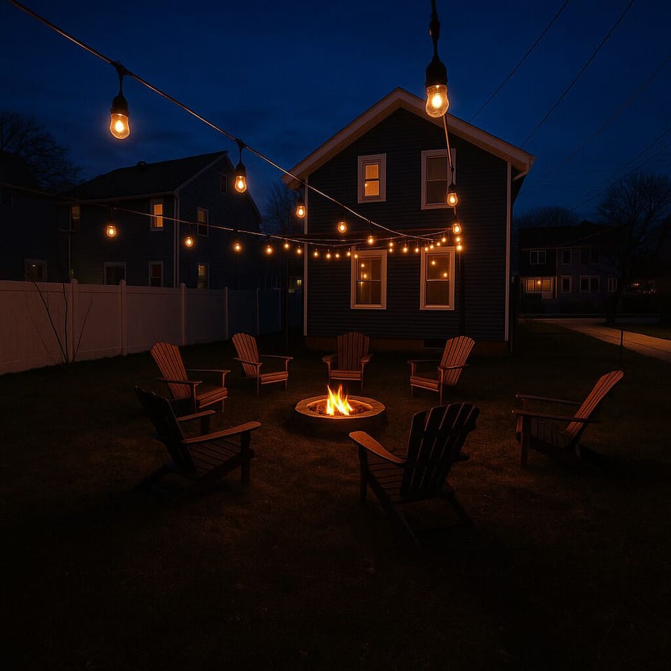 View of the backyard at night