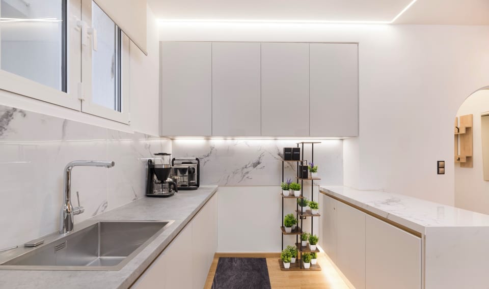 Classic Apartment, Balcony | Private kitchen | Full-size fridge, microwave, oven, stovetop