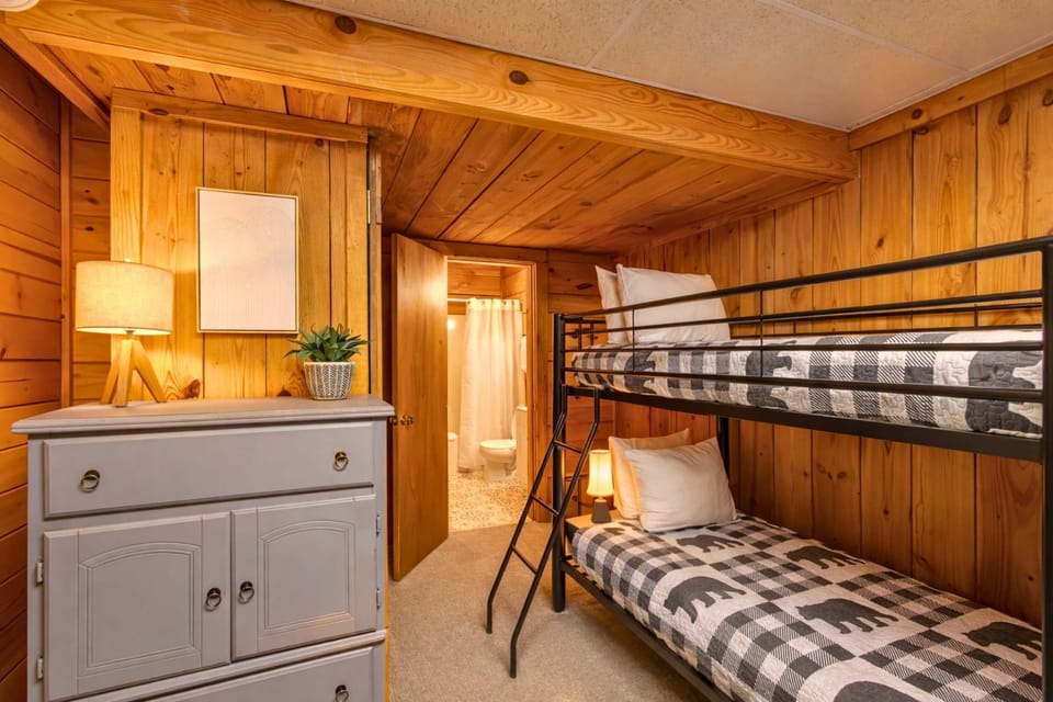 This bunk room connects directly to the lower level bathroom—ideal for convenience, privacy, and comfort.