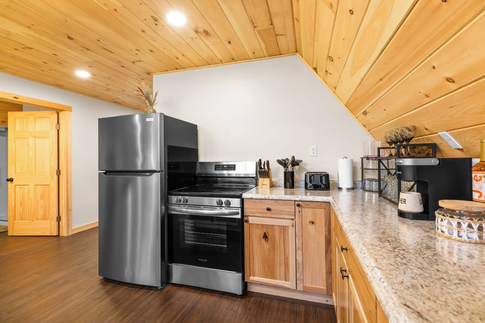 This cozy kitchen is made for candlelit meals and shared playlists.