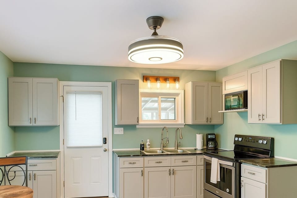 Charming kitchen space perfect for cooking and dining.