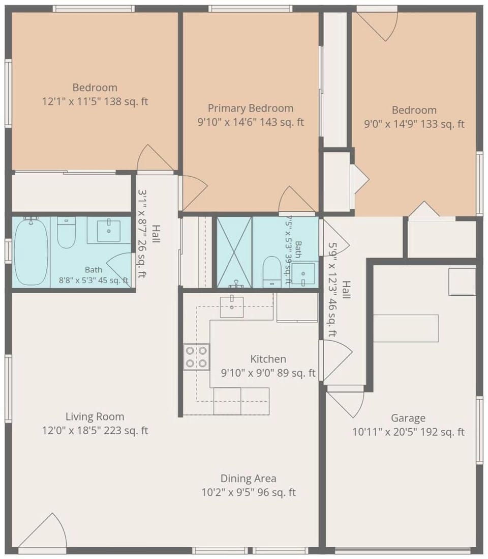 House, Multiple Beds (Aqua Beach Bungalow) | Floor plan