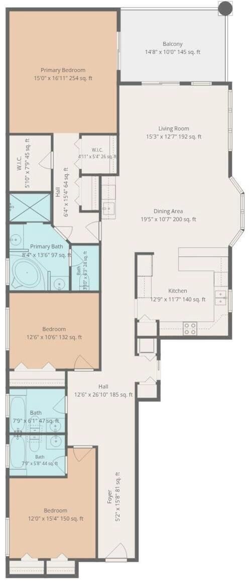 Condo, Multiple Beds (Atlantic Villas 302) | Floor plan