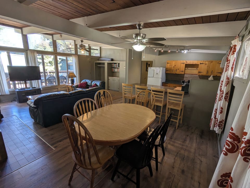 Enjoy the large dining area with seating for 6 - perfect for family game night