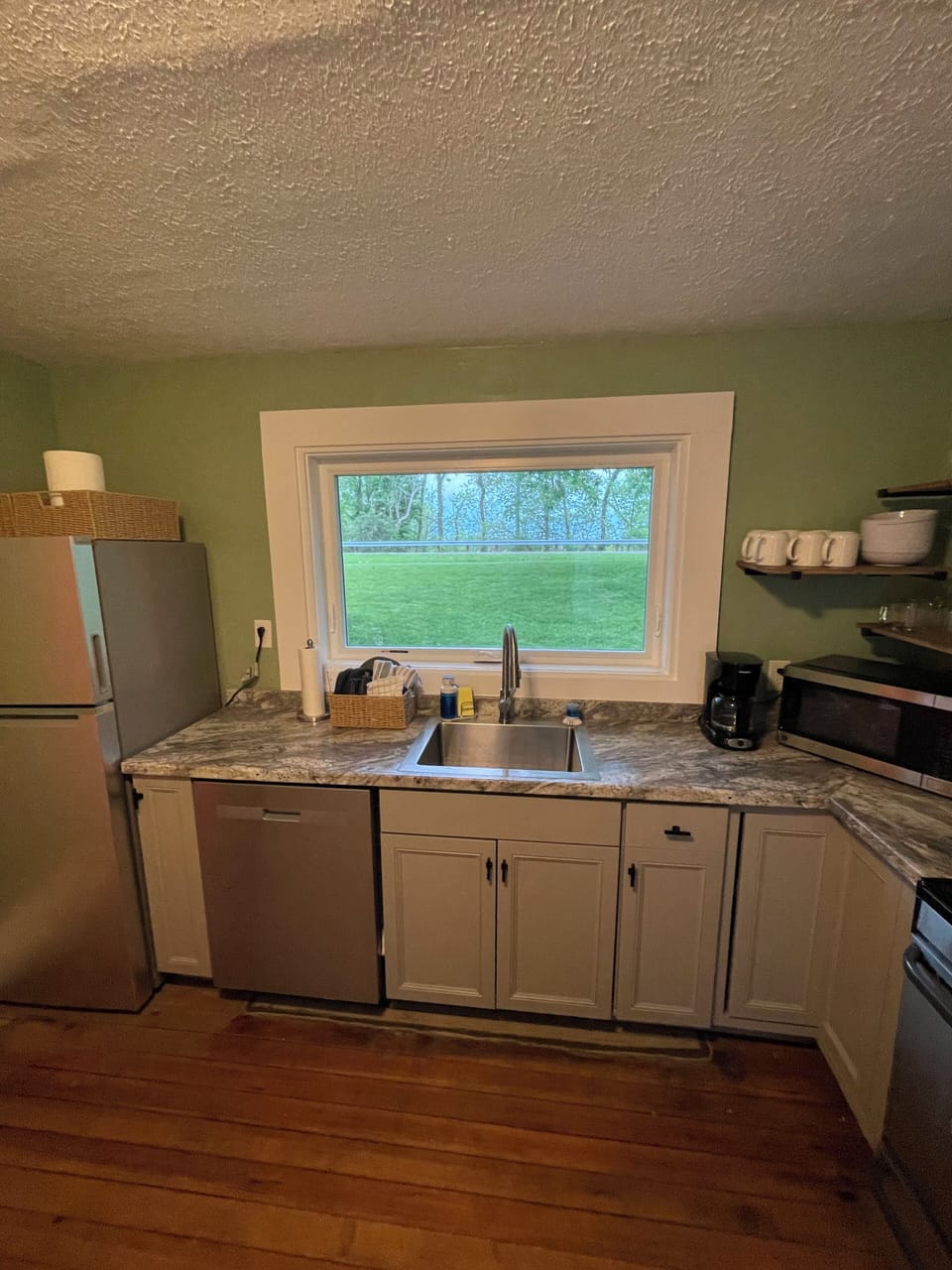 Sink area and counter space.