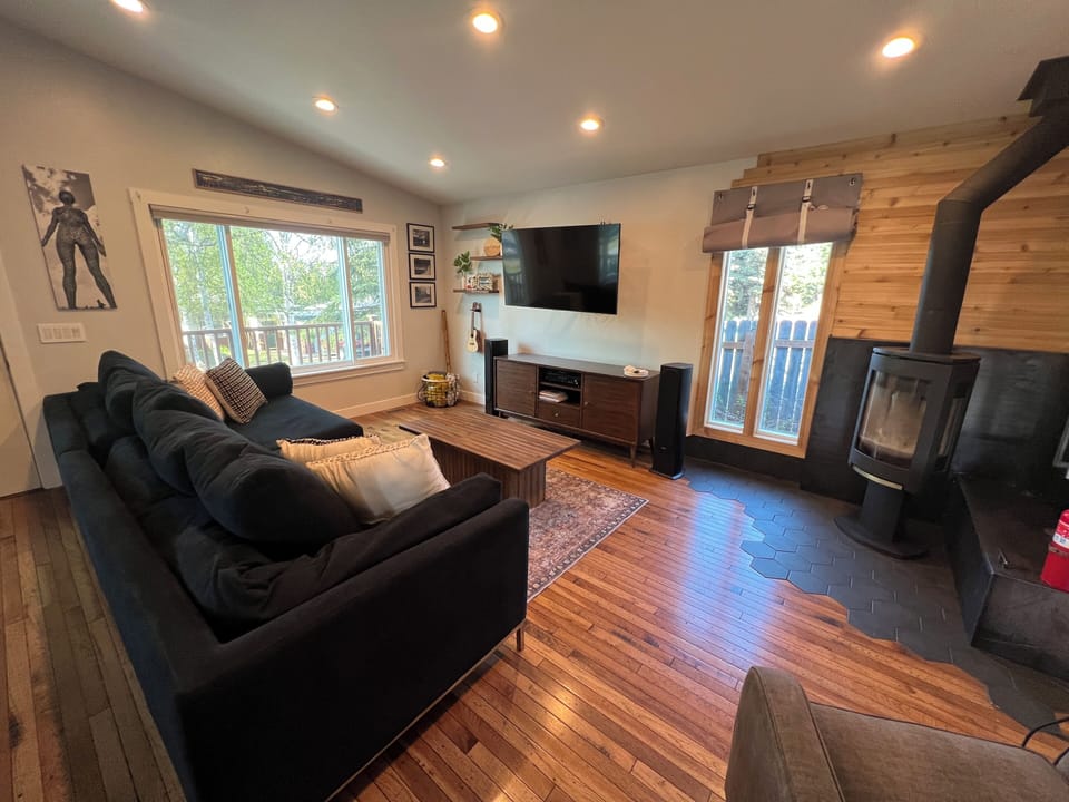 Living room w/ wood stove