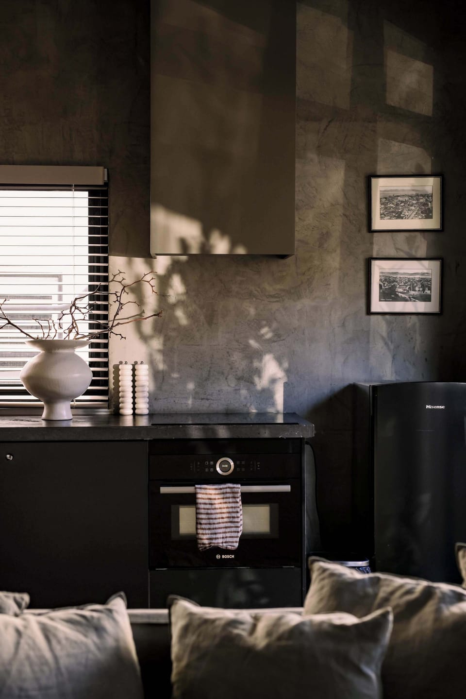 A well equip kitchen with induction cook top, oven and microwave, Nespresso machine and cooking basics.
milk - tea - coffee - sugar - olive oil - pepper and salt