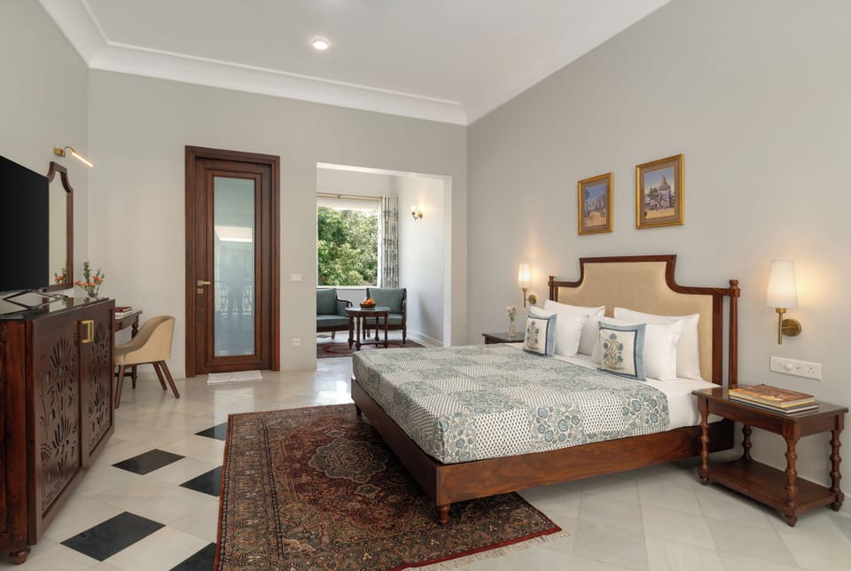 Deluxe Double Room With Pool View | Egyptian cotton sheets, premium bedding, desk, laptop workspace