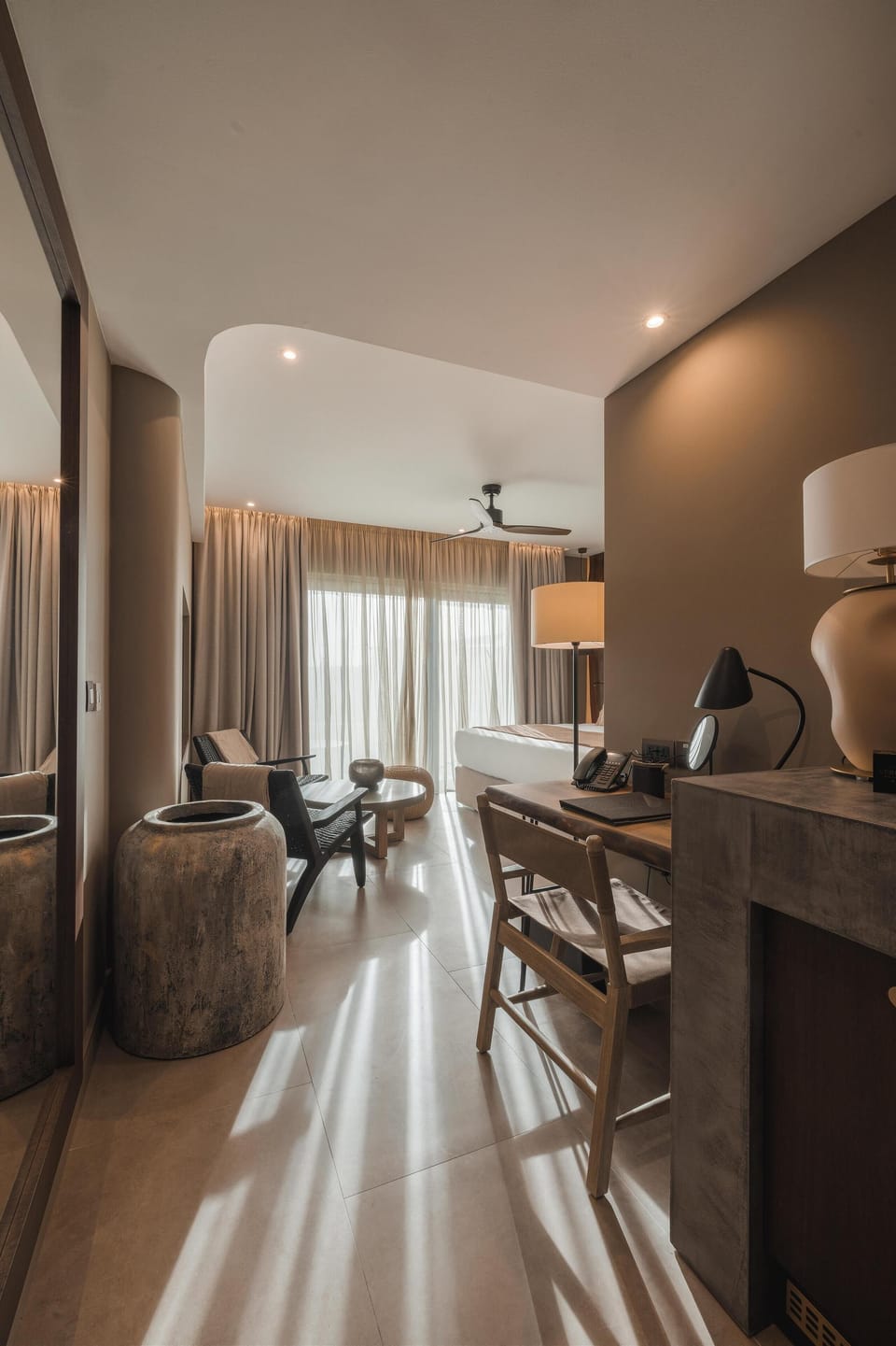 In-room safe, desk, laptop workspace, soundproofing