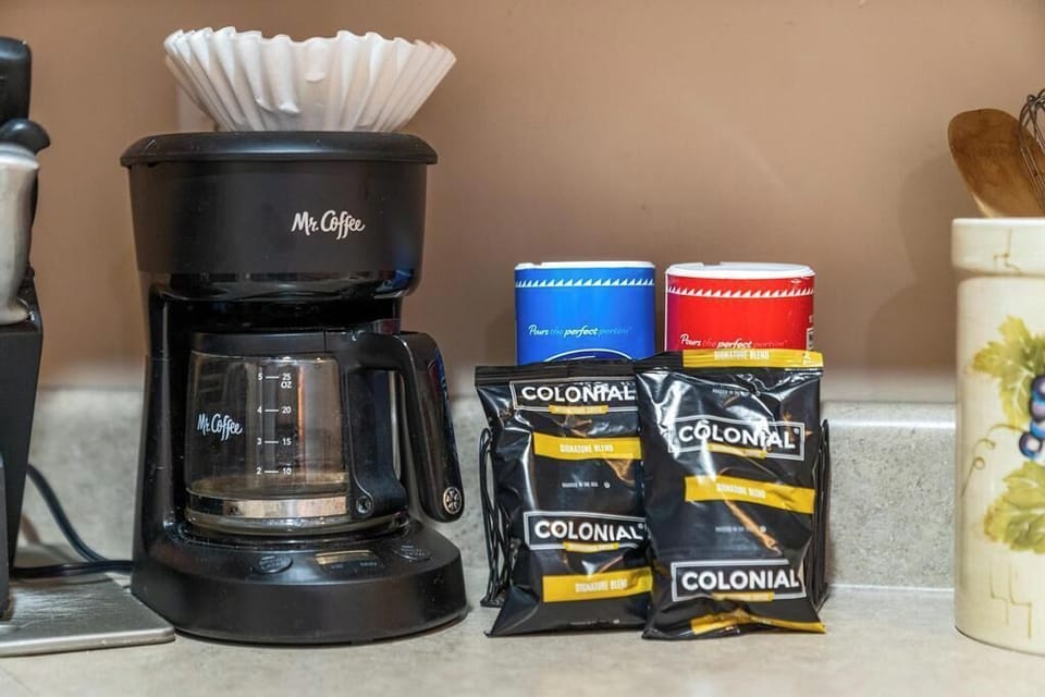 Starter coffee and coffee setups provided - This condo has both a regular drip and a keurig coffee maker (pods not provided)