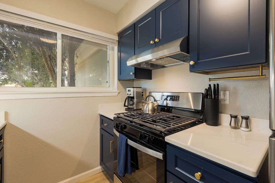 Gas stove and drip coffee maker provided. Free New Mexico Pinon Gourmet coffee.