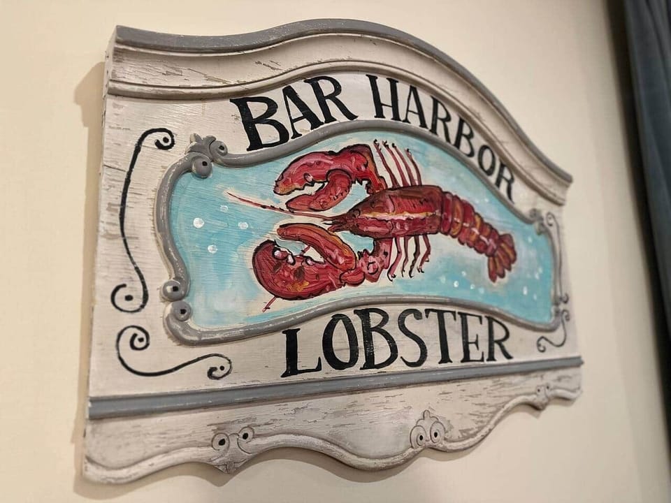 Made by a local artist - Local Maine lobster for sale right down the street