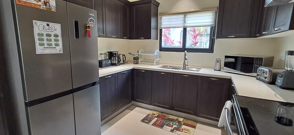 Microwave, blender , toaster, percolator, kettle, strainer, cutting boards etc.