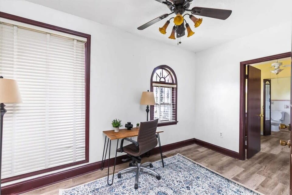 Desk with office chair.