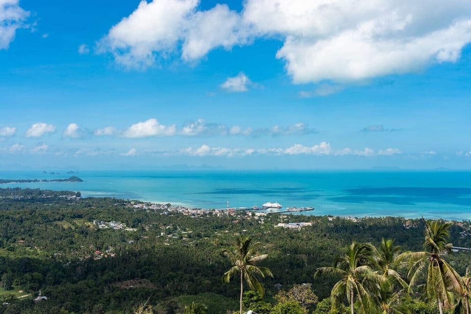 Breathtaking panoramic coastline view from Moonview Paradise Village Koh Samui