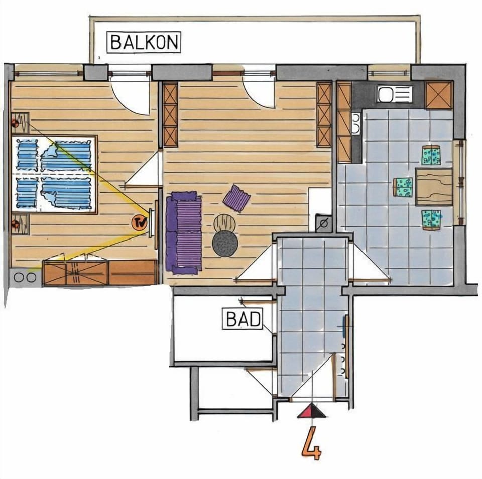 Apartment 4 for 2 persons, 1 separate bedroom, balcony, 58 m² Apartment in Berchtesgadener Land