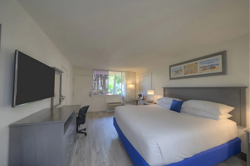 Drift off comfortably in a spacious room with calming light.