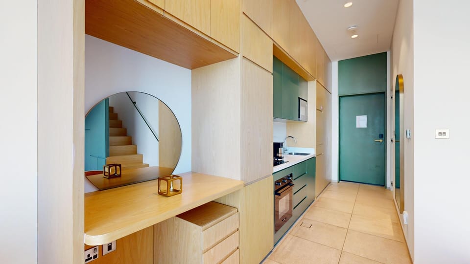 Superior Studio, 1 Queen Bed, Private Bathroom, City View | Private kitchen | Full-size fridge, microwave, oven, stovetop
