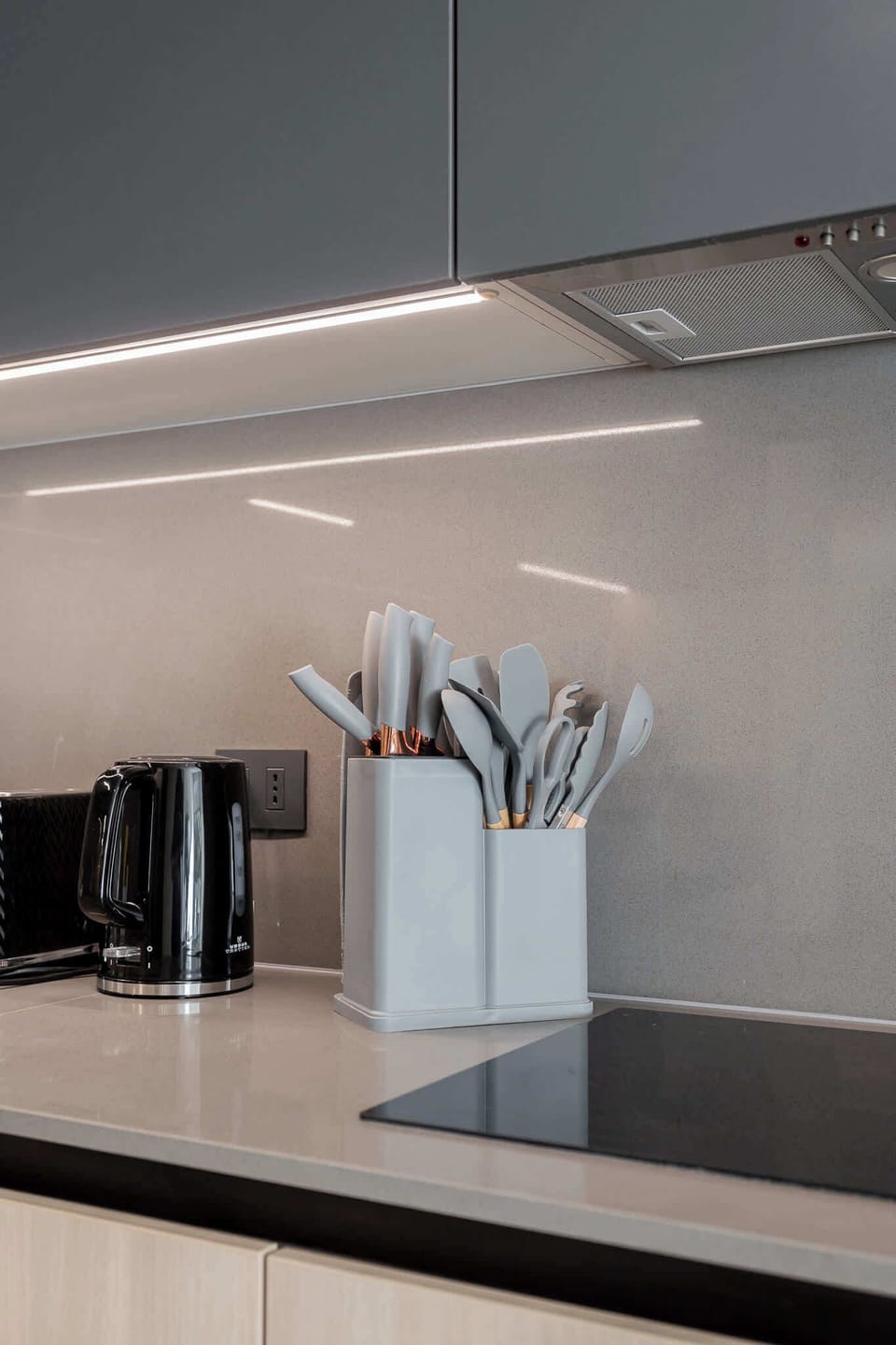 Sleek and modern kitchen with all essentials for a comfortable stay in the heart of Chile.