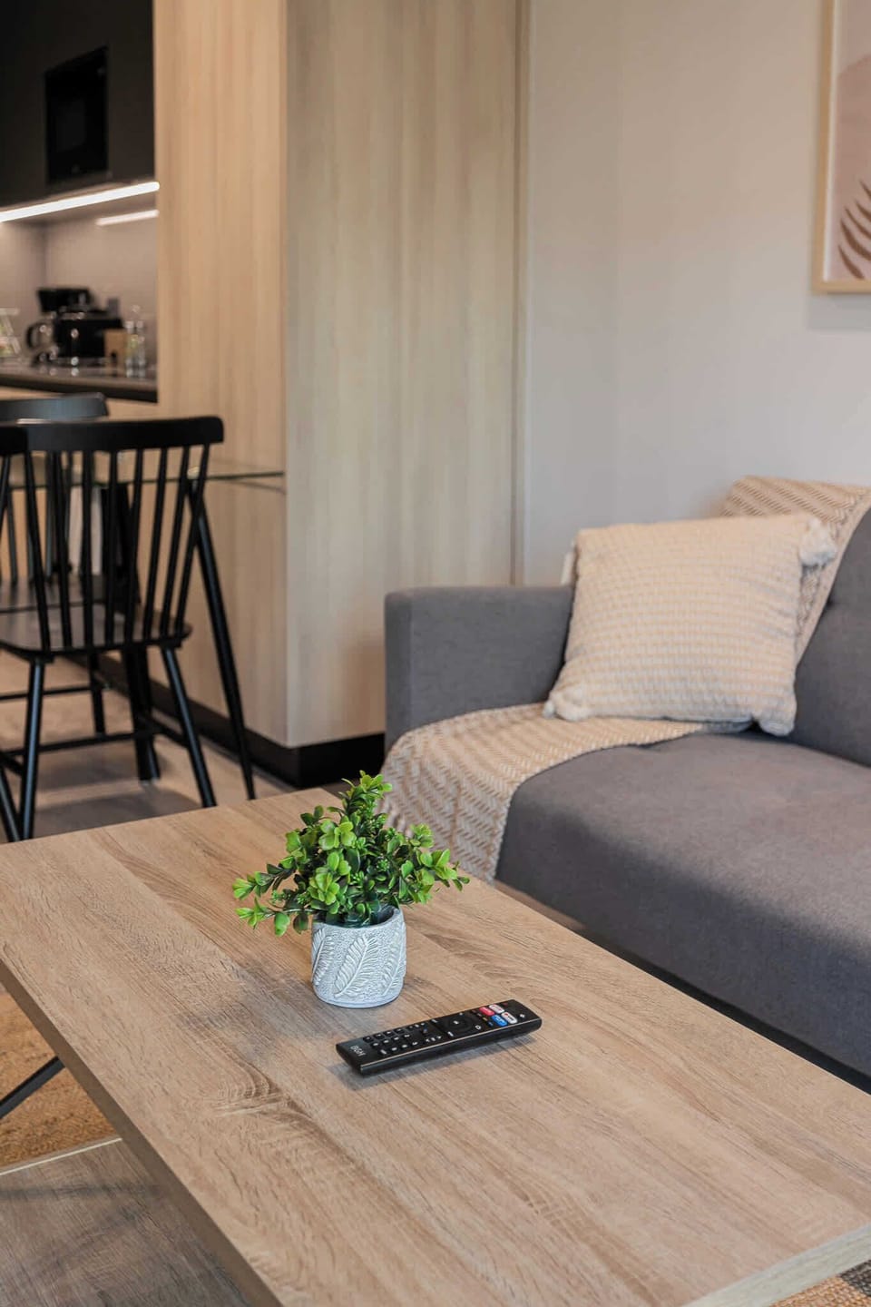 Cozy living area with modern touches, perfect for relaxing after a day of exploring.