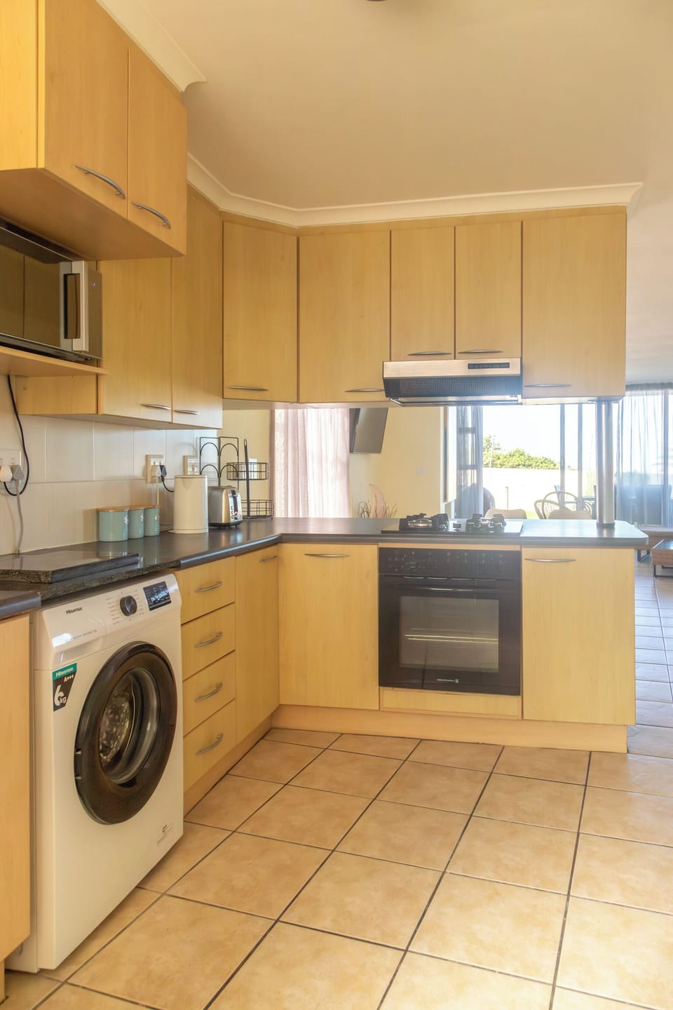 Open plan fully equipped kitchen