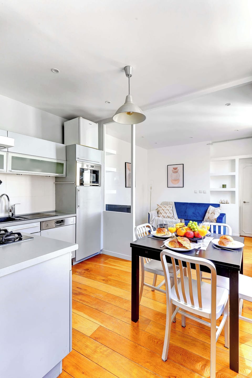 The open-plan living, kitchen and dining area