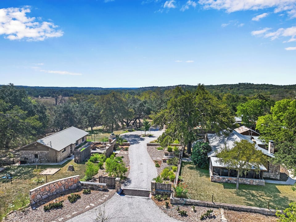 Areal view of the Three Casitas at the Camino Ranchito property