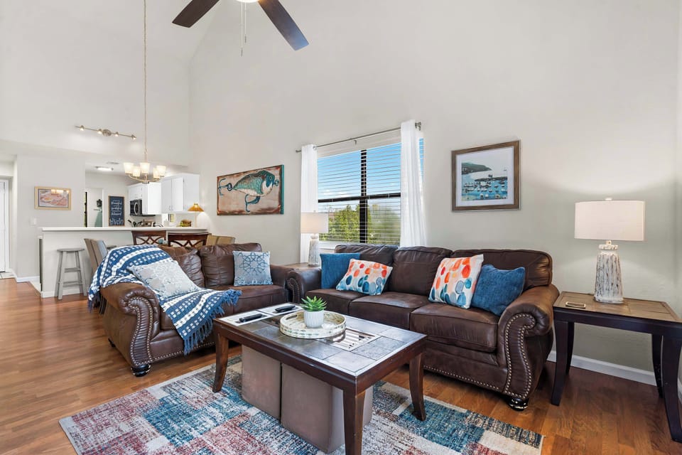 Curl up in the cozy living room & stream your favorites on the smart TV