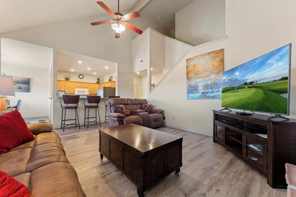 Curl up in the airy living room & stream your favorites on the smart TV