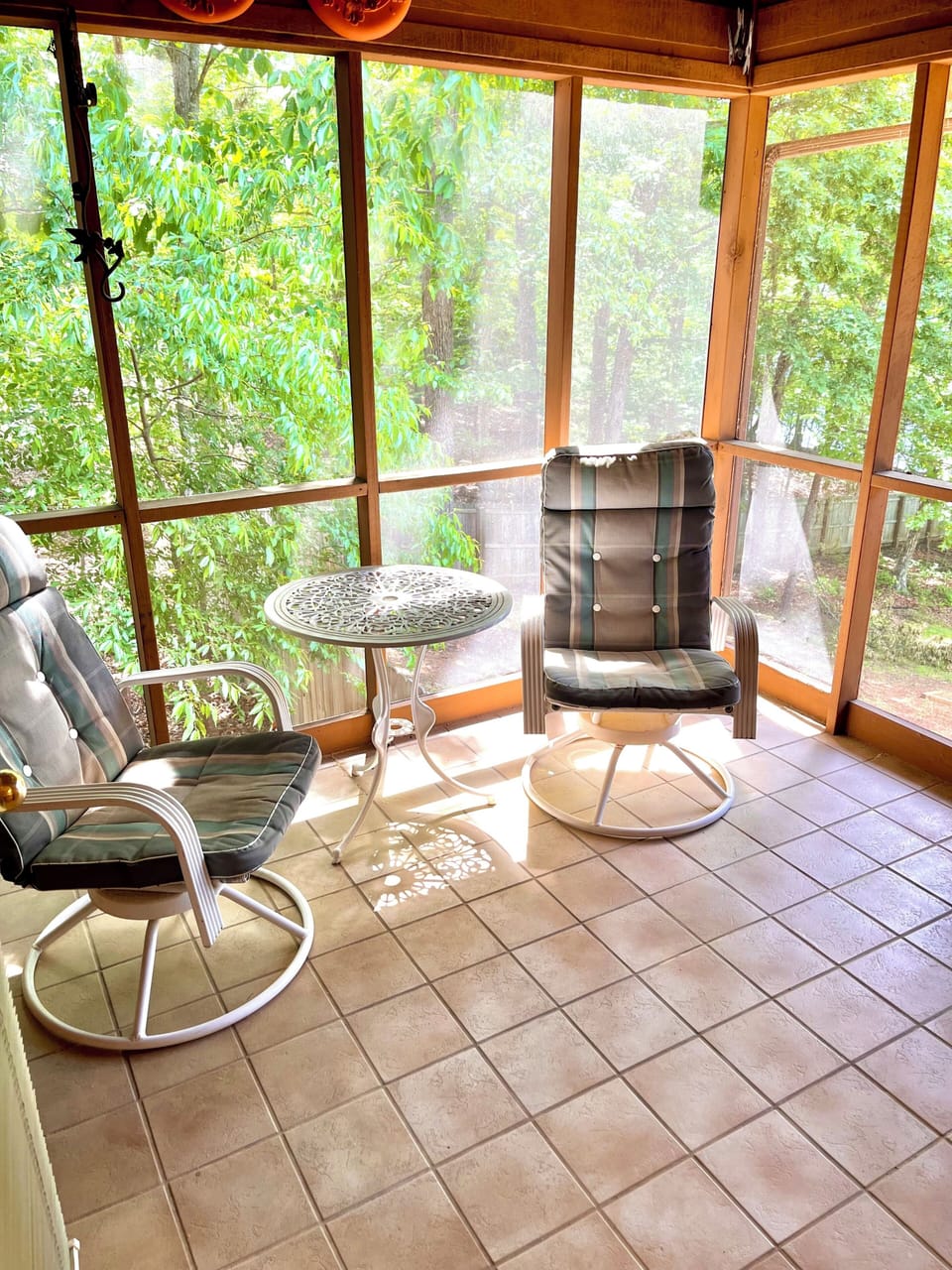 Private screened porch with lake views